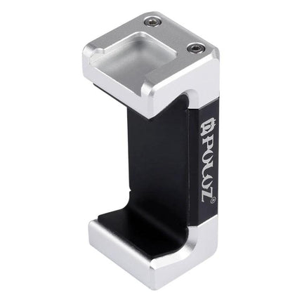 PULUZ Universal Aluminum Phone Clamp Holder with Cold Shoe Mount silver and black phone clamp for tripod and vlogging