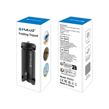 PULUZ Tripod for Everyday Phone Photography and Travel Moments compact folding tripod packaging showing product and features