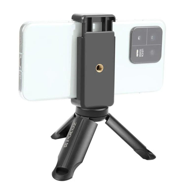 Portable Mini Tripod with Clamp for Smartphone Stability holding phone for hands-free selfies and vlogging, compact travel tripod