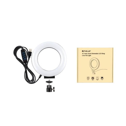 PULUZ LED Ring Light for Everyday Vlogging and Photography Sessions white USB dimmable ring light with mount and box