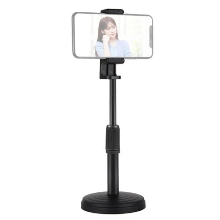 PULUZ Adjustable Desk Mount Holder for Phones and Lights on desk holding smartphone for video calls with retractable neck and stable round base
