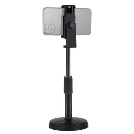 PULUZ Adjustable Desk Mount Holder for Phones and Lights — black retractable desk phone and light mount with stable base for video calls and streaming