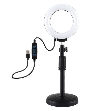 PULUZ 4.7 Inch Dimmable LED Ring Light for Video and Vlogging on adjustable stand with USB dimmer for vlogging, makeup, and video calls