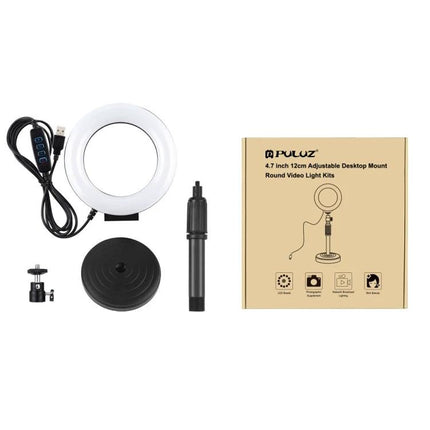 PULUZ 4.7 Inch Dimmable LED Ring Light for Video and Vlogging - compact kit with USB cable, adjustable mount, and 40 LED beads
