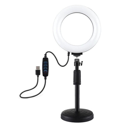 PULUZ 6.2 Inch Adjustable Ring Light with Desktop Mount for Video on desk stand with USB control, even illumination for streaming and video calls