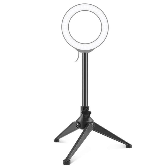 PULUZ Tripod Stand for Everyday Home Video and Photo Use with ring light and three-point legs for stable selfies and video calls