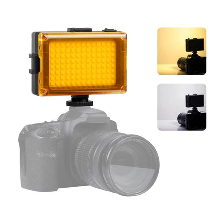 PULUZ Pocket LED Light for Vlogging and Photography Sessions mounted on DSLR showing warm and cool lighting options