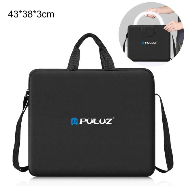 PULUZ Portable Zipper Storage Bag for 14-Inch Ring Lights, 43cm x 38cm black carrying case with handles and shoulder strap