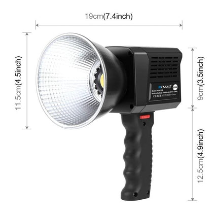 PULUZ Portable LED Video Light for Recording and Streaming handheld spotlight with reflector and dimensions for video and outdoor shoots