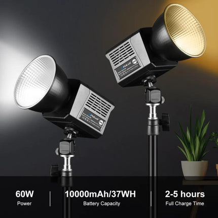 PULUZ Portable LED Video Light for Recording and Streaming compact 60W battery-powered LED for interviews and outdoor filming