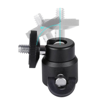 PULUZ Metal Tripod Ball Head for Flexible Camera Positioning shown tilted and locked for precise angle adjustments