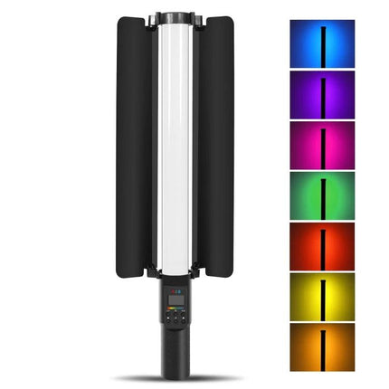 PULUZ 190 LED RGB Handheld Fill Light with Barndoor for Photography handheld LED stick with barndoor showing multiple RGB color panels
