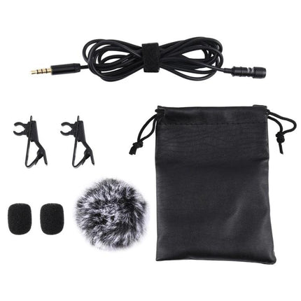 PULUZ Lavalier Microphone for Daily Video Recordings accessories kit with windscreen, clips, foam covers, cable and pouch