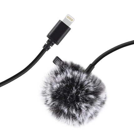 PULUZ Lavalier Microphone for Daily Video Recordings portable clip-on mic with furry windscreen and lightning connector for clear vlogging audio