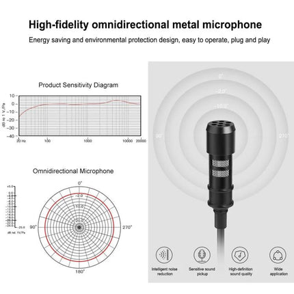 PULUZ Lavalier Microphone for Daily Video Recordings compact omnidirectional metal mic clipped to clothing for clear voice capture