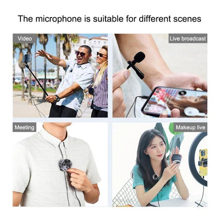 PULUZ Lavalier Microphone for Daily Video Recordings attached to clothing for vlogging, interviews, live broadcasts and online classes
