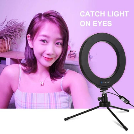 PULUZ Ring Light for Everyday Home Video Recording and Vlogging - compact LED ring light on tripod for brighter vlogs and live streams