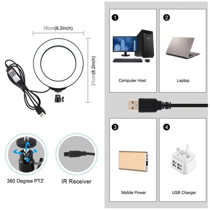 PULUZ Ring Light for Everyday Home Video Recording and Vlogging USB-powered 28-LED ring with 360° mount for desktop, laptop, mobile power, or USB charger