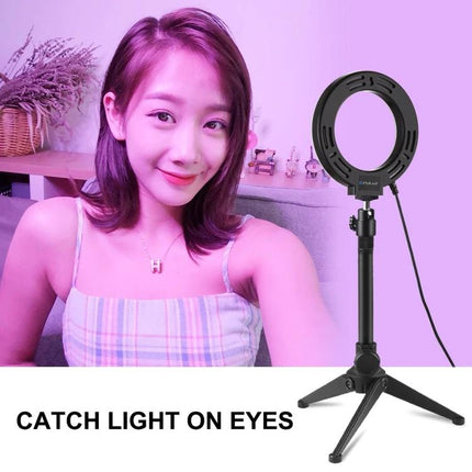 PULUZ LED Ring Light for Everyday Video and Photo Use - portable adjustable ring light on tripod improving selfies and video calls