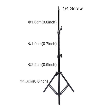 PULUZ 1.6m Adjustable Tripod for Vlogging and Live Streaming – black adjustable stand with 1/4 screw and labeled diameter sections for stable vlogging