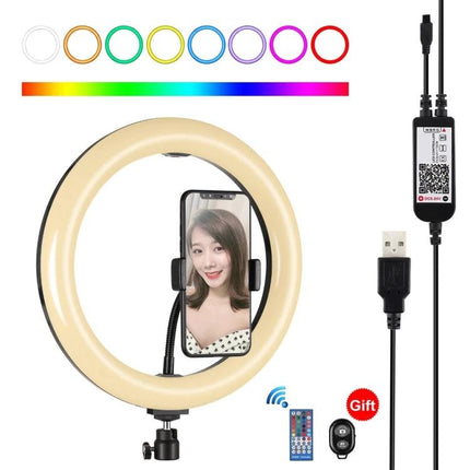 PULUZ LED Ring Light for Daily Vlogging and Video Calls – compact ring light with smartphone holder, USB power, color modes, remote and tripod mount