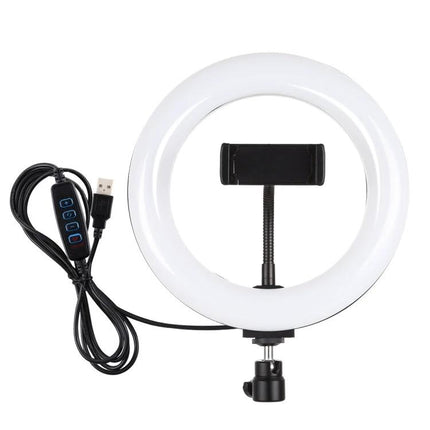 PULUZ Ring Light for Everyday Vlogging and Home Selfies white USB ring light with phone holder and dimmer control for even lighting