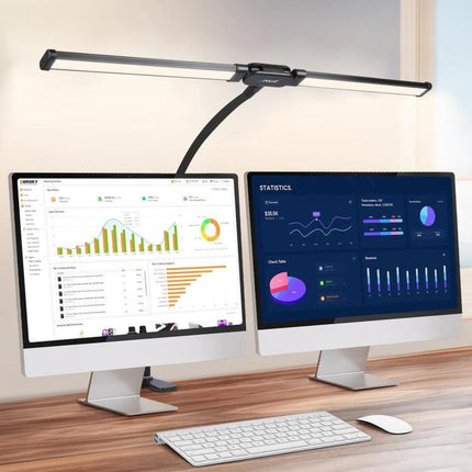 PULUZ Gooseneck Lamp for Daily Home Desk Lighting double head over dual monitors reducing eye strain for reading and computer work
