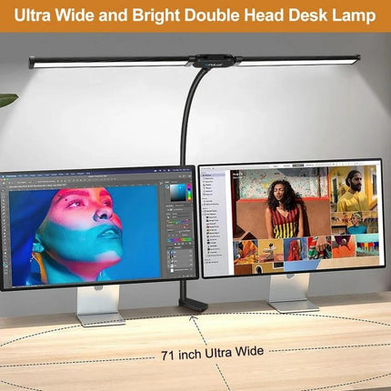PULUZ Gooseneck Lamp for Daily Home Desk Lighting - double head ultra wide desk lamp over dual monitors reducing eye strain