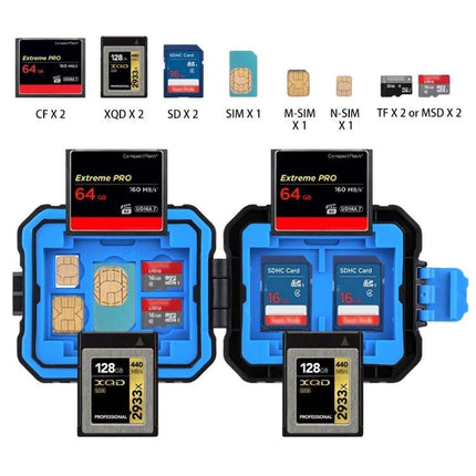 PULUZ Compact 11-in-1 Memory Card Case for SIM, XQD, CF, TF, and SD Cards - compact protective organizer holding CF XQD SD TF SIM cards