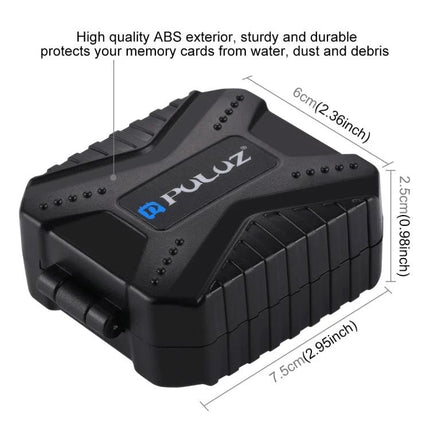 PULUZ Compact 11-in-1 Memory Card Case for SIM, XQD, CF, TF, and SD Cards - compact black protective ABS storage box