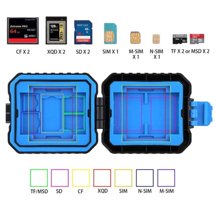 PULUZ Compact 11-in-1 Memory Card Case for SIM, XQD, CF, TF, and SD Cards - blue protective organizer for SIM, SD, CF, XQD, TF cards