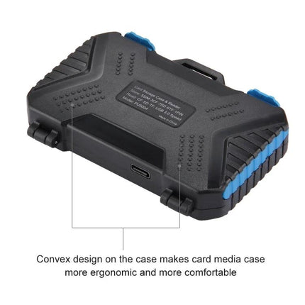 PULUZ 22-in-1 Memory Card Storage Case for SD, CF, and SIM Cards compact rugged black case with built-in reader and ergonomic convex design