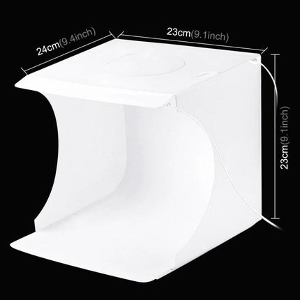 PULUZ Portable Folding Light Box for Small Item Photography - compact white foldable studio box with LED lights and dimensions