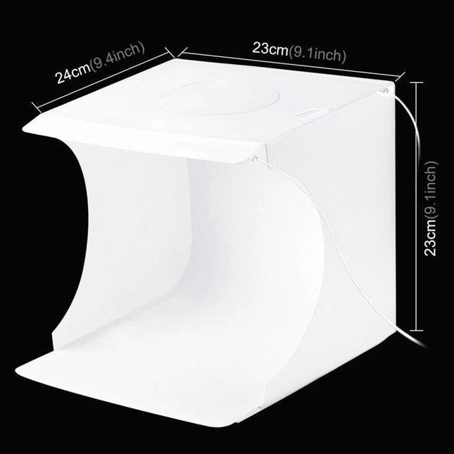 PULUZ Portable Folding Light Box for Small Item Photography - compact white foldable studio box with LED lights and dimensions