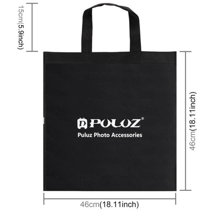 PULUZ Sandbags for Tripod and Light Stand Stability, 46 cm x 46 cm black carrying tote bag with logo and dimensions printed