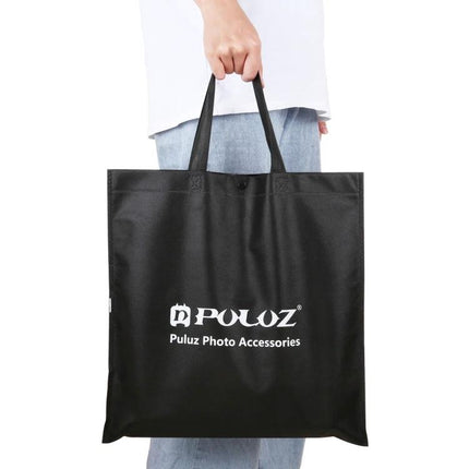PULUZ Sandbags for Tripod and Light Stand Stability, 46 cm x 46 cm black carrying tote bag with logo held by hand