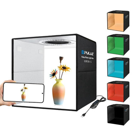 PULUZ 30cm Folding Photo Box for Product Shooting with Backdrops - compact LED light tent for jewelry toys accessories