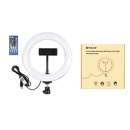 PULUZ LED Ring Light for Everyday Video and Photo Use — compact dimmable ring light kit with phone clamp, USB power and remote control