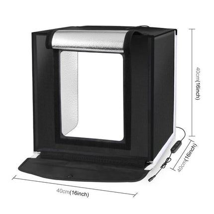 PULUZ 40cm Folding Portable Photo Studio Tent for Smartphone Use - compact foldable 40cm light box with USB LED strip and front flap