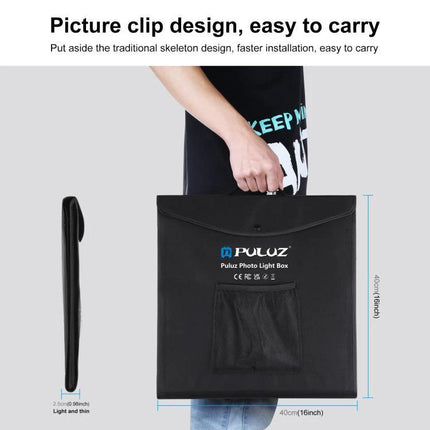 PULUZ 40cm Folding Portable Photo Studio Tent for Smartphone Use - folded, lightweight carrying design for travel and product photography