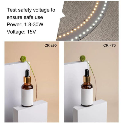 PULUZ 50cm Folding Portable Photo Light Box for Photography showing CRI comparison and adjustable LED lighting for product shoots