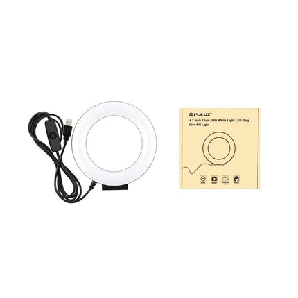 PULUZ Ring Light for Daily Selfies and Video Chats shown with USB cable and packaging, 40 LED beads for natural shadow-free lighting