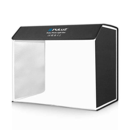 PULUZ Portable Photo Studio Light Box for Smartphone Shots showing compact white and black foldable tabletop light box for product photography