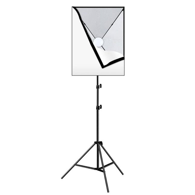 PULUZ 50x70cm Softbox Photography Lighting Kit with Tripod and Bulb — rectangular softbox on adjustable tripod with LED bulb, ideal for portraits and video