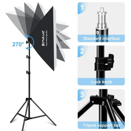 PULUZ 50x70cm Softbox Photography Lighting Kit with Tripod and Bulb