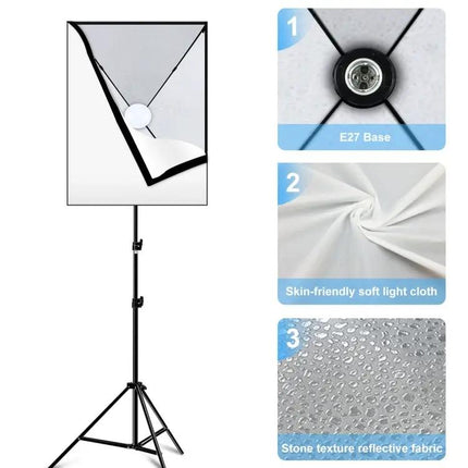 PULUZ 50x70cm Softbox Photography Lighting Kit with Tripod and Bulb