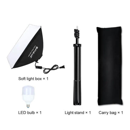 PULUZ 50x70cm Softbox Photography Lighting Kit with Tripod and Bulb