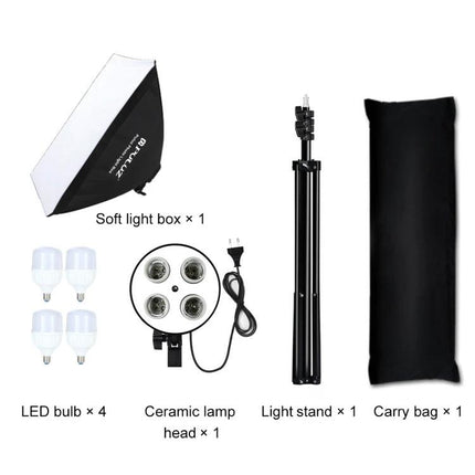 PULUZ Softbox and LED Light Kit for Studio Photography with 50x70cm softbox, LED bulbs, ceramic lamp head, light stand and carry bag