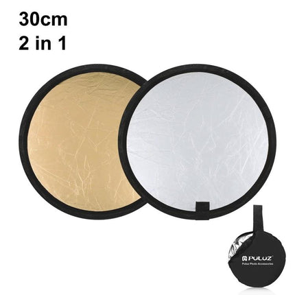 PULUZ 30cm Folding Reflector with Silver and Gold Surfaces for Photography, compact 30cm 2-in-1 reflector with carry bag
