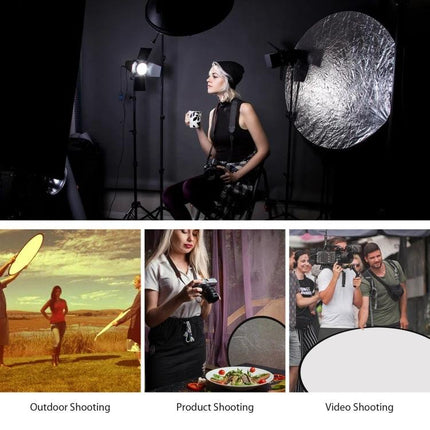 PULUZ 110cm 5-in-1 Multi-Surface Photo Reflector Board used in studio portrait and outdoor shooting to soften shadows and add fill light